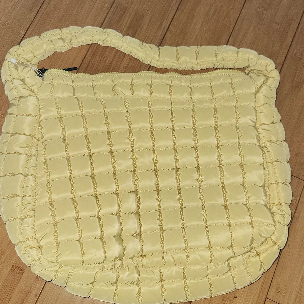 FP Movement Dandelion Yellow Quilted Carryall Tote Shoulder Bag Free People Gold